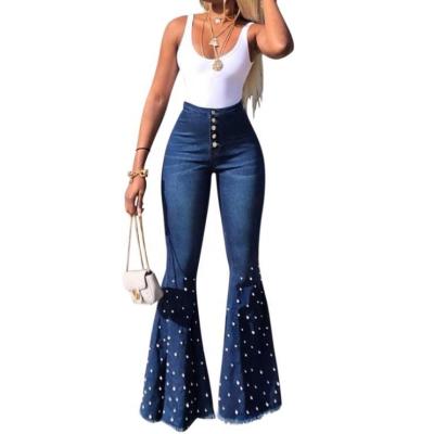 China Viable Wholesale High Quality Ladies Bodycon 2021 Ready-to-Ship High Waist Bell Bottom Jeans Stretch for sale