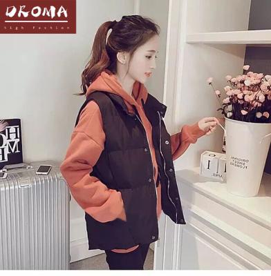 China Anti-wrinkle Droma New design fashion high quality loose casual black winter warm goose down vest with hood ladies for sale