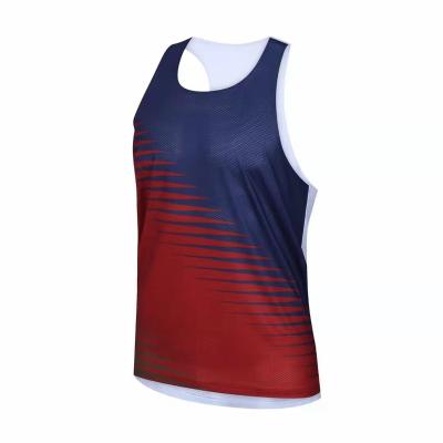 China 2022 Summer Men's Fashion Sports Fitness Marathon Vest 100%Polyester Sublimation Gym Tank Top Running Custom Logo for sale