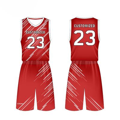 China Factory New Antibacterial Custom Basketball Jersey Design Red Basketball Uniforms for sale