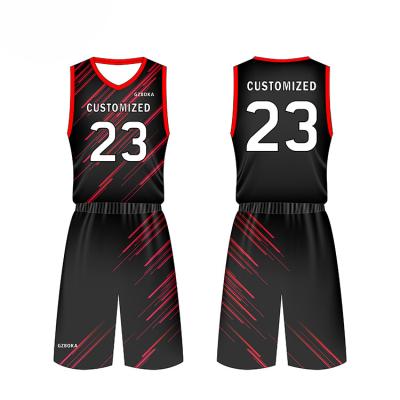 China Factory New Antibacterial Custom Basketball Jersey Design Red Basketball Uniforms for sale