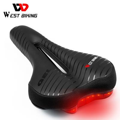 China CYCLING Soft Mountain Road Bike PU Cycling Saddle Taillight MTB WEST Bicycle Saddle Waterproof GEL Leather High-elastic Cushion Soft Cycling Saddle for sale