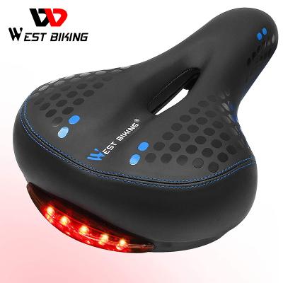 China Motion WEST Bicycle CYCLING Saddle With Tail Light Thicken To Widen Soft Comfortable Bike Cavity Cycling Rear Seat for sale