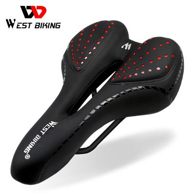 China Motion WEST BIKING PU Leather Surface Silica Filled Gel Cycling Seat Sponge Cushion Shockproof Comfortable Bicycle Saddle for sale