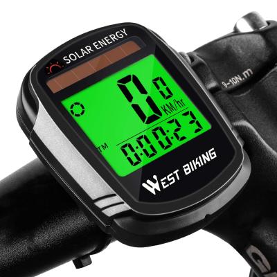 China WESTERN CYCLING Bike Computer With Solar Powered Wireless Waterproof Cycling Backlight Bicycle Tachometer And Odometer Computer LCD Backlight About 6c*5*1.3CM for sale