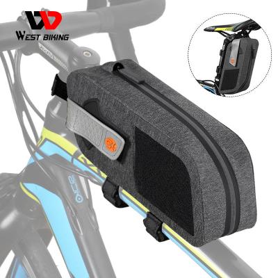 China Cycling Accessories WESTERN BIKING Rainproof Front Frame Saddle Bags Reflective Bicycle Bag Tools Multi-Functional MTB Road Bag for sale