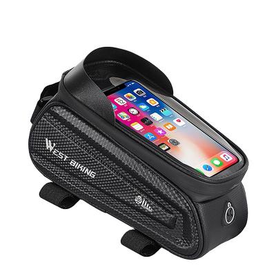 China 6.0 Inch Touch Screen TPU Front Frame Phone Bags 6.0 Inch Touch Screen TPU WESTERN BICYCLE Rainproof Cycling Cycling Bag for sale