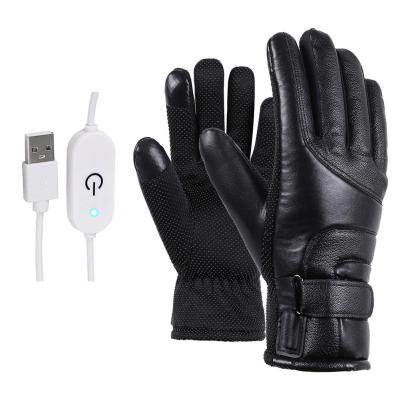 China Windproof Recycling Ski Gloves USB Polyester/Cotton Heating Warm Touch Screen/Metallic Electric Heated Winter Gloves Powered For Women Men for sale