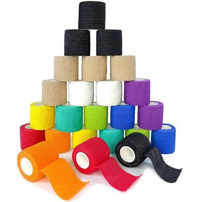 China Self Adhering Disposable Colorful Medical Cohesive ISO13485 Bandage 1 Inch 2 Inch 3 Inch Elastic Medical Wrap Sport Self Adhesive Bandage for sale