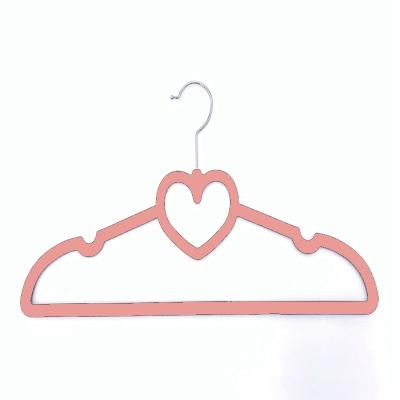 China Custom Wholesale Bathroom Color High Quality Velvet Hangers Non Slip Black Heart Shape Flocked Hanger For Coats And Suits Clothes for sale