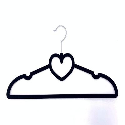 China Wholesale Custom Made Black Velvet Hangers Factory Premium Suit Hangers Non-slip Heart Shape Assembled Hangers For Clothing for sale