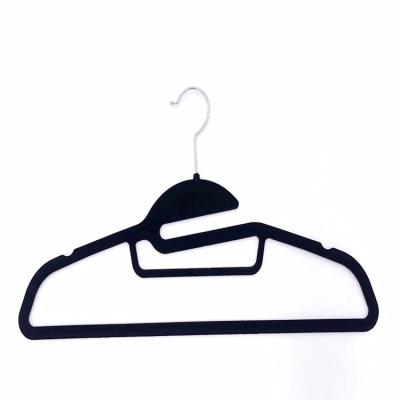 China Wholesale Factory New Product Black Slip Flock Velvet Coat Suit Hanger Bathroom Non Collar 360 Degree Swivel Hook Assembled Hanger for sale