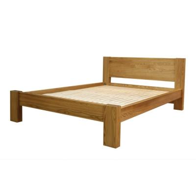 China Professional Burlywood Manufacture Double Bed Thick Leg Solid Wooden Beds for sale