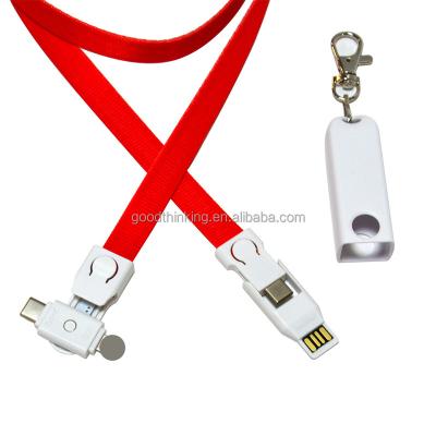 China Camera 12CM 90CM 1 Meter Customization Design Lanyard Charging Cable 4 in 1 Universal USB C Cable Multi USB Charger Cable for sale