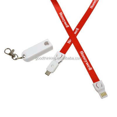 China Camera Charge Lanyard Cable 3 in 1 with Type-C Fast Safety ABS Data Transfer Charging Cable USB Cable for sale