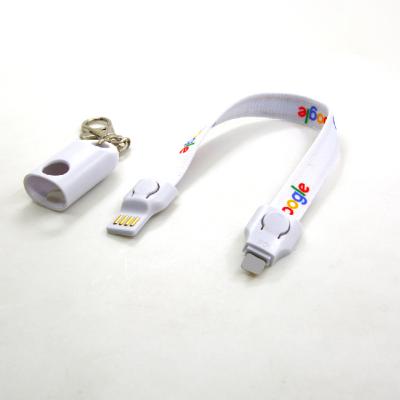 China Camera Delivery OEM Logo Fast Charging Cable Lanyard 2 In 1 USB Data Cable Wire Roll 4 Core for sale