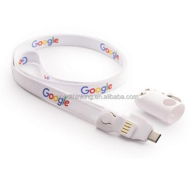 China Type C Fast Charging Camera Promotion Gift Christmas Gift Portable Cable 90CM 1 Meter USB C Charging Cable 2 in 1 Lanyard Cable for sale