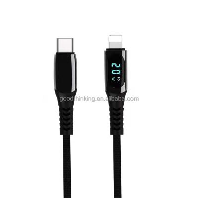 China Zinc Alloy Camera 3A Fast Charge For Lightning To Usb C Cable With Led Display 100W 20W USB Charging Cable for sale