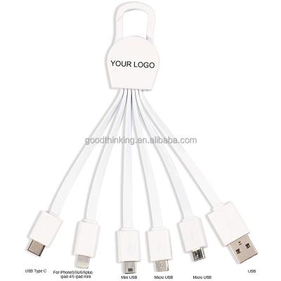 China Camera 5 in 1 Charging Cable For Mobile Phone Charging OEM Logo Data Transfer 50CM Fast USB Charging Multi Colored Cable for sale