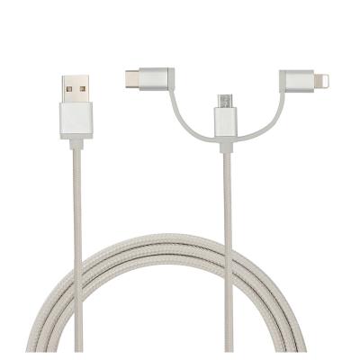 China Camera Data Charge Cable USB C C 1 Meter Logo Print Factory Supply 3 In 1 USB Cable 3 Way USB Date Cable for sale