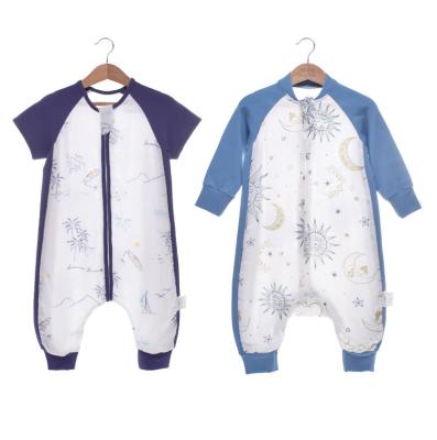 China Summer Comfotable and Bamboo Baby Sleeping Bag Spring Cotton Gauze Kickproof Short Sleeve Baby Sleeping Bag for sale