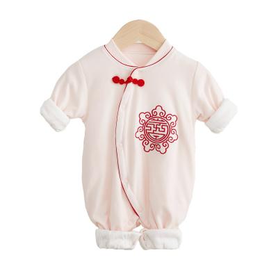 China Newborn Comfotable Baby Rompers Infant Winter Warm Cotton Soft Solid Hooded Newborn Baby Rompers 0-12months Newborn Baby Rompers for sale