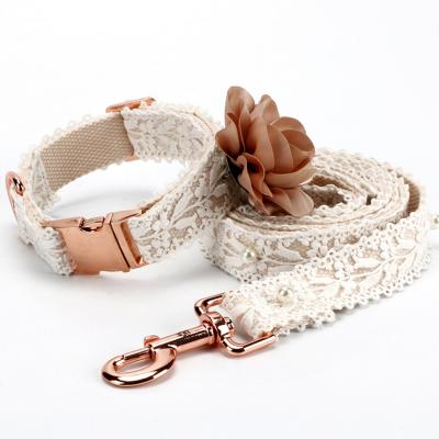 China Wholesale DETACHED Lace Flower Small Dog Cat Teddy Straps Collar Leash Custom Set Luxury Dog Pet Collar&Leash for sale