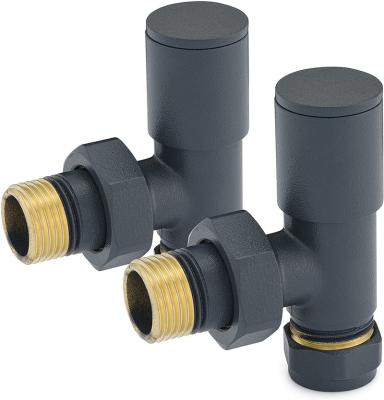 China Gray Angled Heated Towel Rail Thermostatic Radiator Valves General Anthracite Valve 15mm for sale