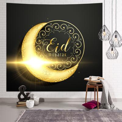 China Retro Moon Art Tapestry Ramadan Muslim Festival Moon Tapestry Polyester Crafts Traditional Trippy Wall Hanging Tapestry for sale