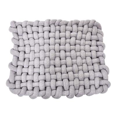 China Anti-static Knotted Braided Plush Mat Baby Infant Newborn Sleeping Playing Crib Blanket Knot Floor Cushion Soft Pure Handmade for sale