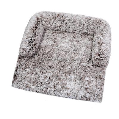 China Removable Blanket Custom Good Quality Round Faux Fur Long Pet Mat Non-Slip Bed For Sofa for sale