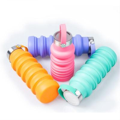 China Viable collapsible collapsible water bottle 550ml pp silicone metal lid factory wholesale for sale