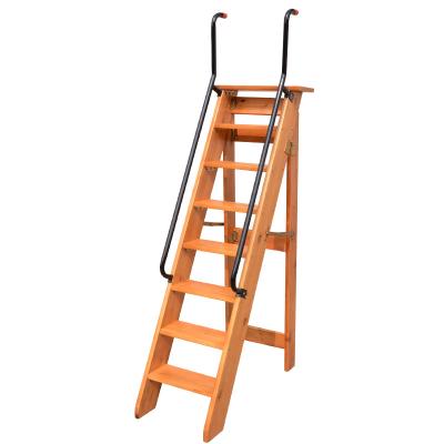 China Folding ladders one side miter ladder with armrest solid pine wood for sale