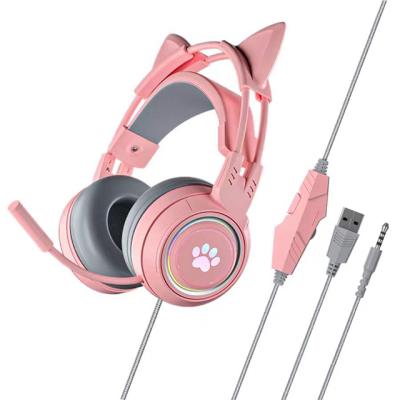 China Cute Glowing Headphone Cat Ear Headphone, Front - Line Computer Earphone, Wired Esports Headset for sale