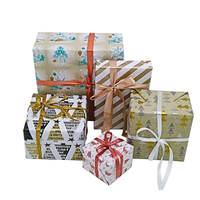 China Luxury Pattern Gold Kraft Paper Christmas Gift Wrapping Greaseproof Paper for sale