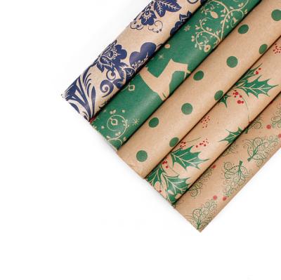 China 2021 greaseproof new double-sided printing paper gift wrap Christmas wrapping paper for sale