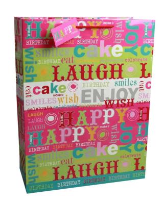 China Happy Birthday Hotstamp Candy Bag Recyclable Paper Gift Bag For Kids for sale