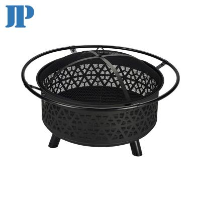 China Fire Pits Wood Patio Garden Backyard Firepit Furniture Outdoor Fire Pit Burning With Cooking BBQ Grill Grate, Mesh Lid And Bowk for sale