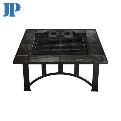 China Fire Pits Patio and Garden Square Charcoal Fire Pit Coffee Table with Outdoor Slate Table Top Decoration Firewood Weave Burning for sale