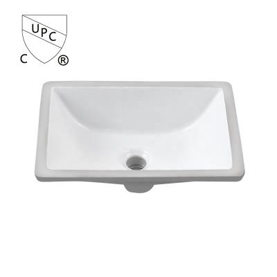 China 1611 CUPC Bathroom Rectangle Porcelain Lavatory Vanity Easy Clean Undermount Sink for sale