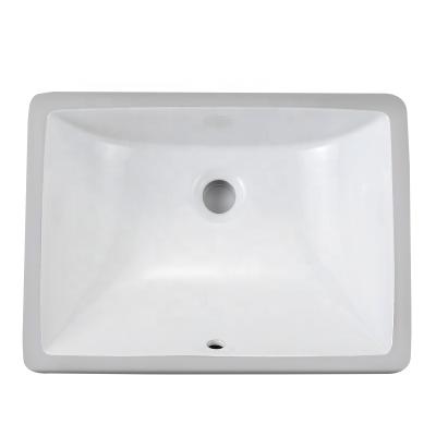 China Modern Cheap Ceramic Undermount Bathroom Sink Rectangular Wash Basin for sale