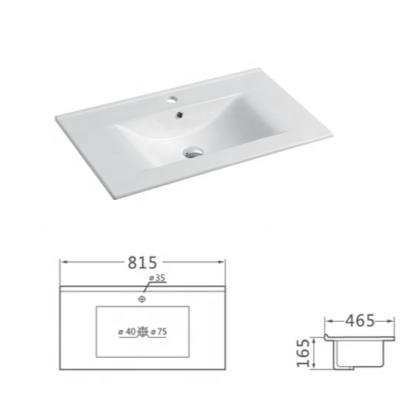 China Industrial Slim 80cm Edge Hand Wash Bathroom Cabinet Large Size Ceramic Basin for sale