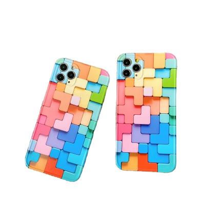 China Square 3D Chromatic Perception Shockproof Shockproof For iPhone 11 pro 12 7 XS max X XR SE20 8 plus Soft TPU Candy Rainbow Back Cover Phone Case for sale