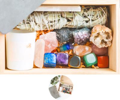 China China Meditation Accessories Energy Chakra Stones Box Real Beginners Crystals Healing Box Set For Witchcraft for sale