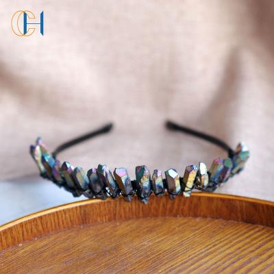 China hot selling 100% natural crystal hair accessories healing Crystal Stone Designer Headbands Wholesale for sale