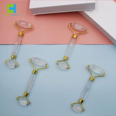 China Whitening Logo Custom Face Massager Tool Fashionable Crystal Quartz Jade Roller For Face for sale