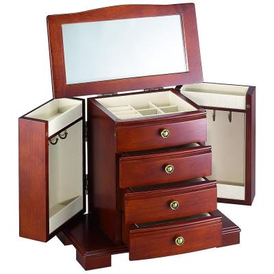 China Eco-friendly custom made luxury treasure chest wooden jewelry box jewelry box chest for customer's logo for sale