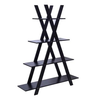 China Eco-friendly Cheap Corner Display Ladder Wooden Shelf 4-Tier Foldable Bookcase Eco-friendly Storage for sale