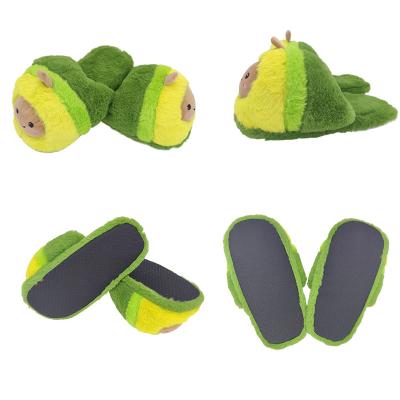 China Avocado Slippers Winter Plush Avocado Slippers Women Fashion Trend Indoor Cartoon Cute Slippers Thermal Home Slippers for sale