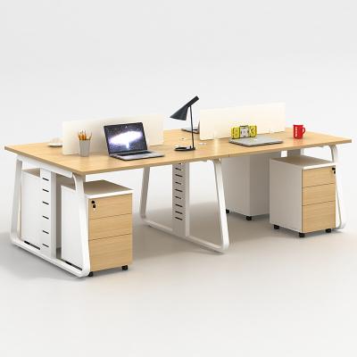 China Double Sided Convertible Computer Workstation Desk With Drawers Metal Frame Laminate Desk for sale